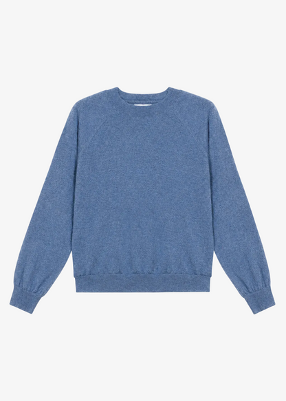 sprwmn womens Cashmere Raglan Sweater in Chambray Blue