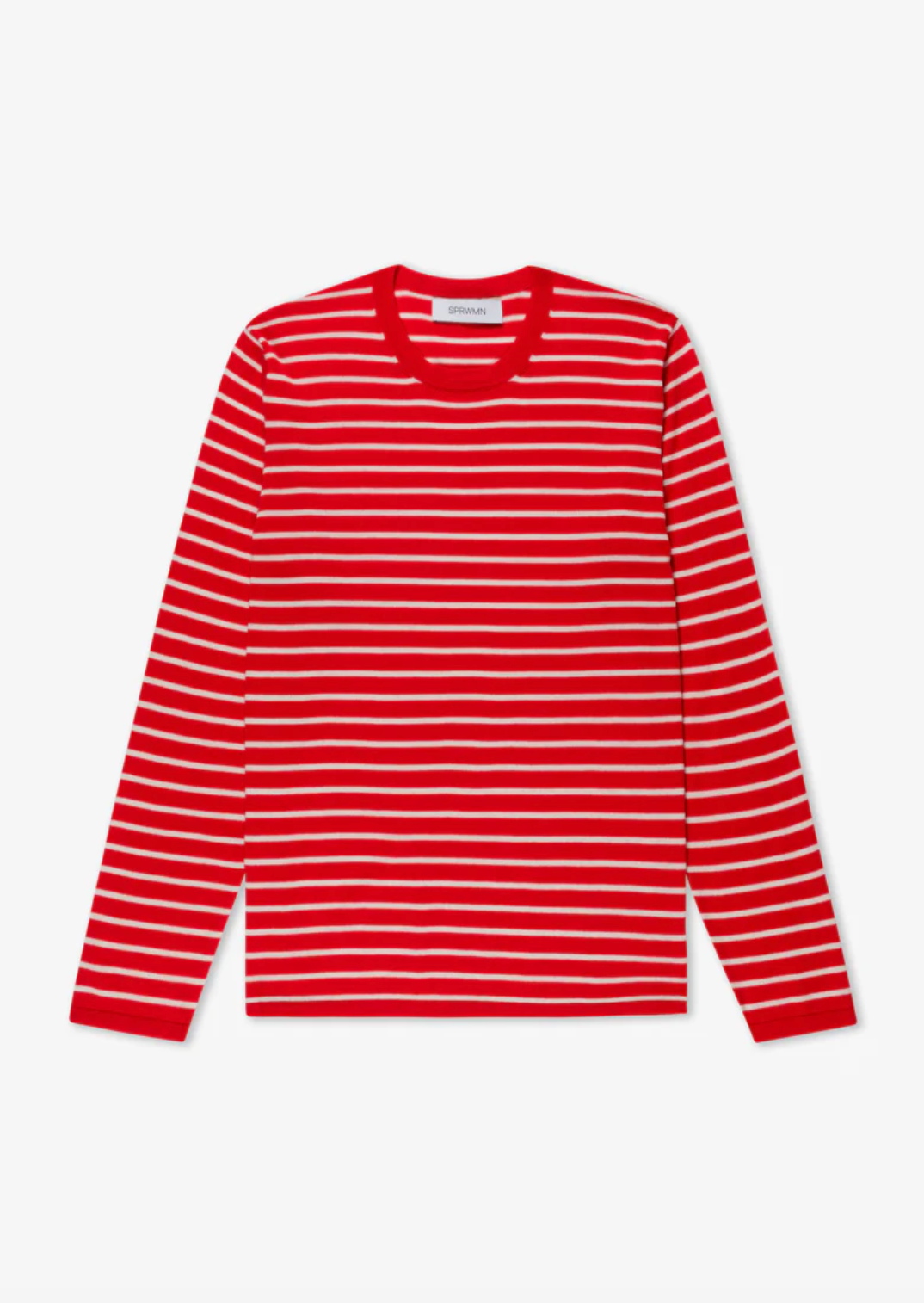 sprwmn womens Long Sleeve Cashmere Tee red stripes sweater