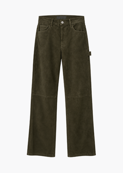 sprwmn womens Suede Carpenter Pants loden green
