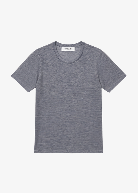 sprwmn womens Tissue Classic Short Sleeve Tee in Navy Mini Stripes