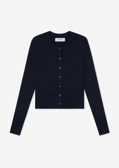 sprwmn womens Ultra Fine Cashmere Baby Cardigan in Navy