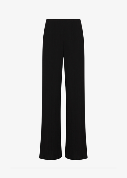 sprwmn womens Wide Leg Rib Easy Pants in Black
