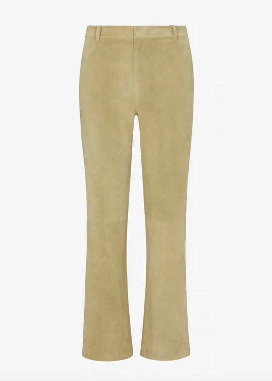 sprwmn womens baggy lowrise Classic Suede Trousers in Pistachio