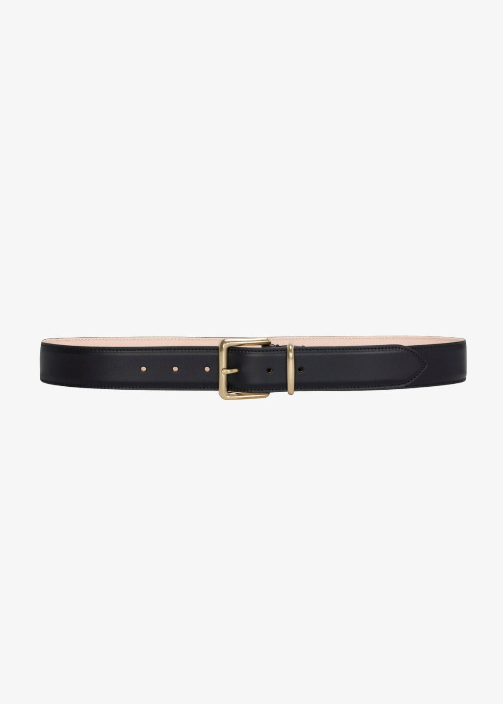 sprwmn womens black leather Clara Belt brass hardware