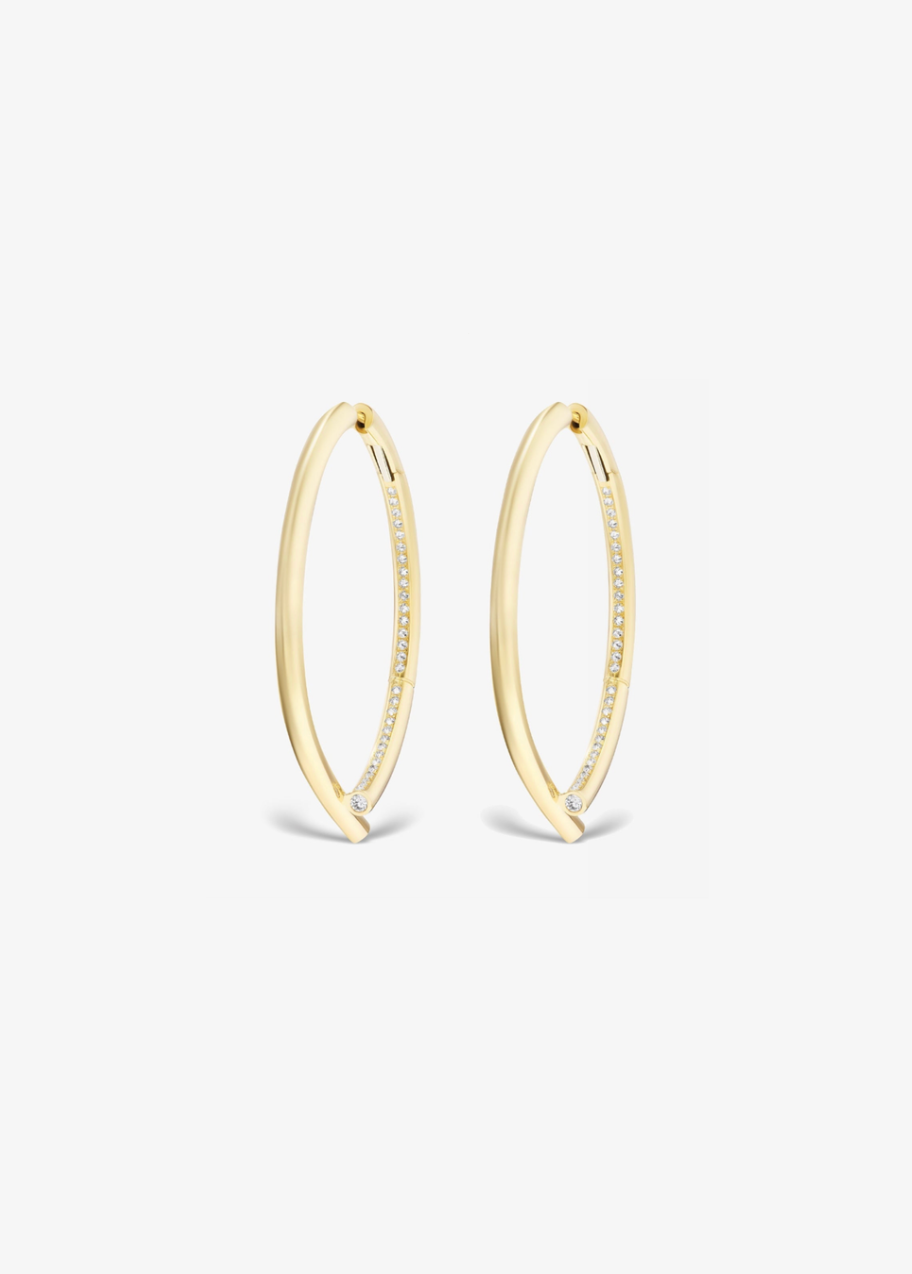 tabayer fine jewelry 18k yellow gold Pavé Diamond Oera Earrings