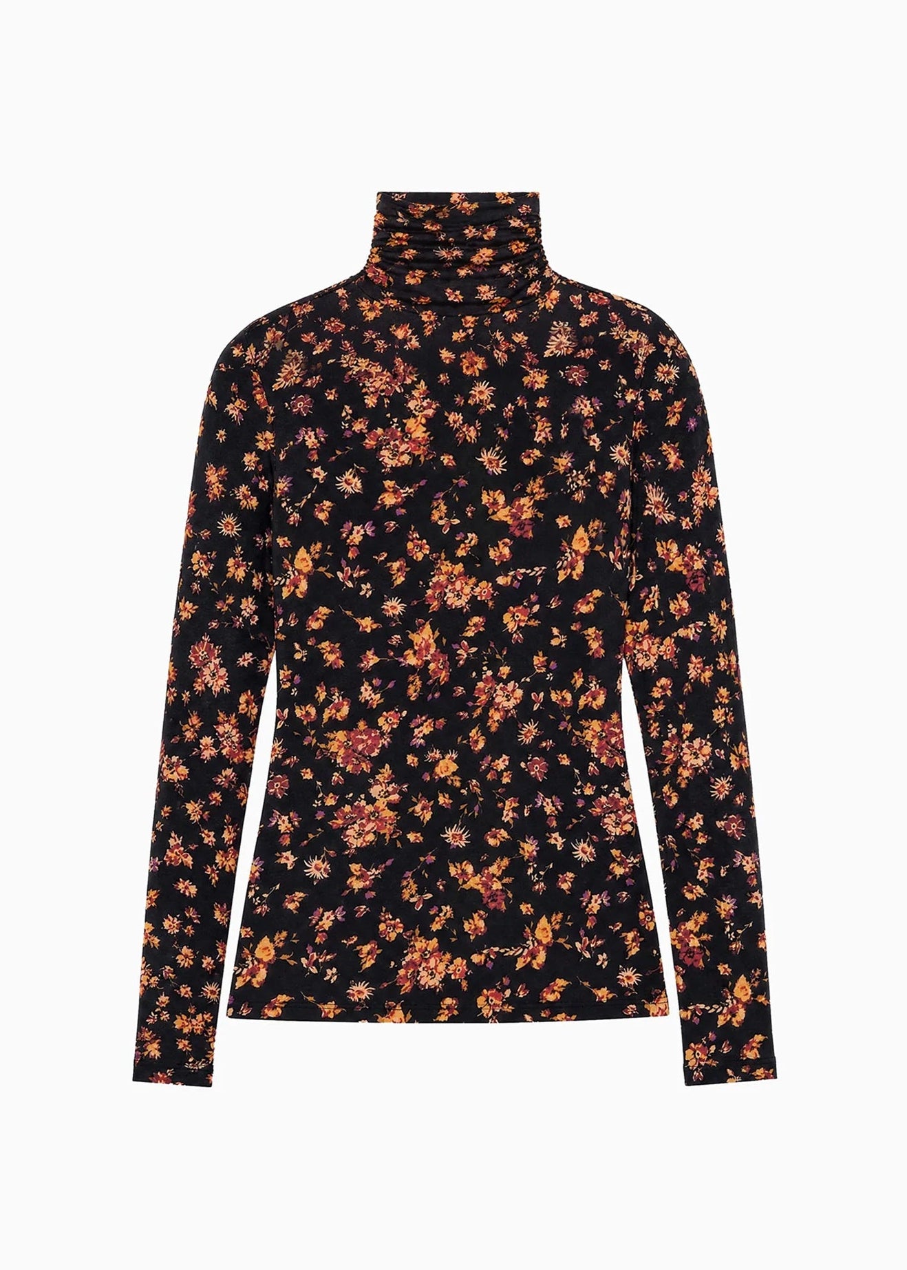 ulla johnson womens Aurelia Long Sleeve Jersey Top in Noir Floral