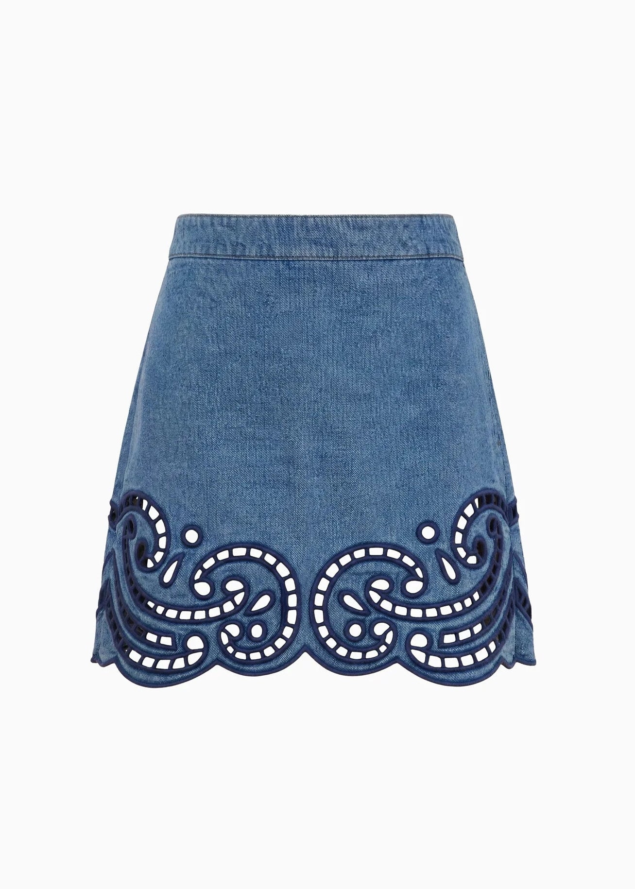 ulla johnson womens Cadiz Eyelet Denim Skirt river wash