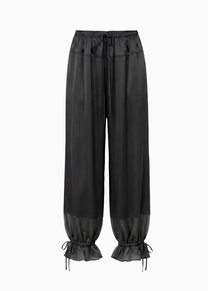 ulla johnson womens Camile Silk Cinched Pant in Noir black