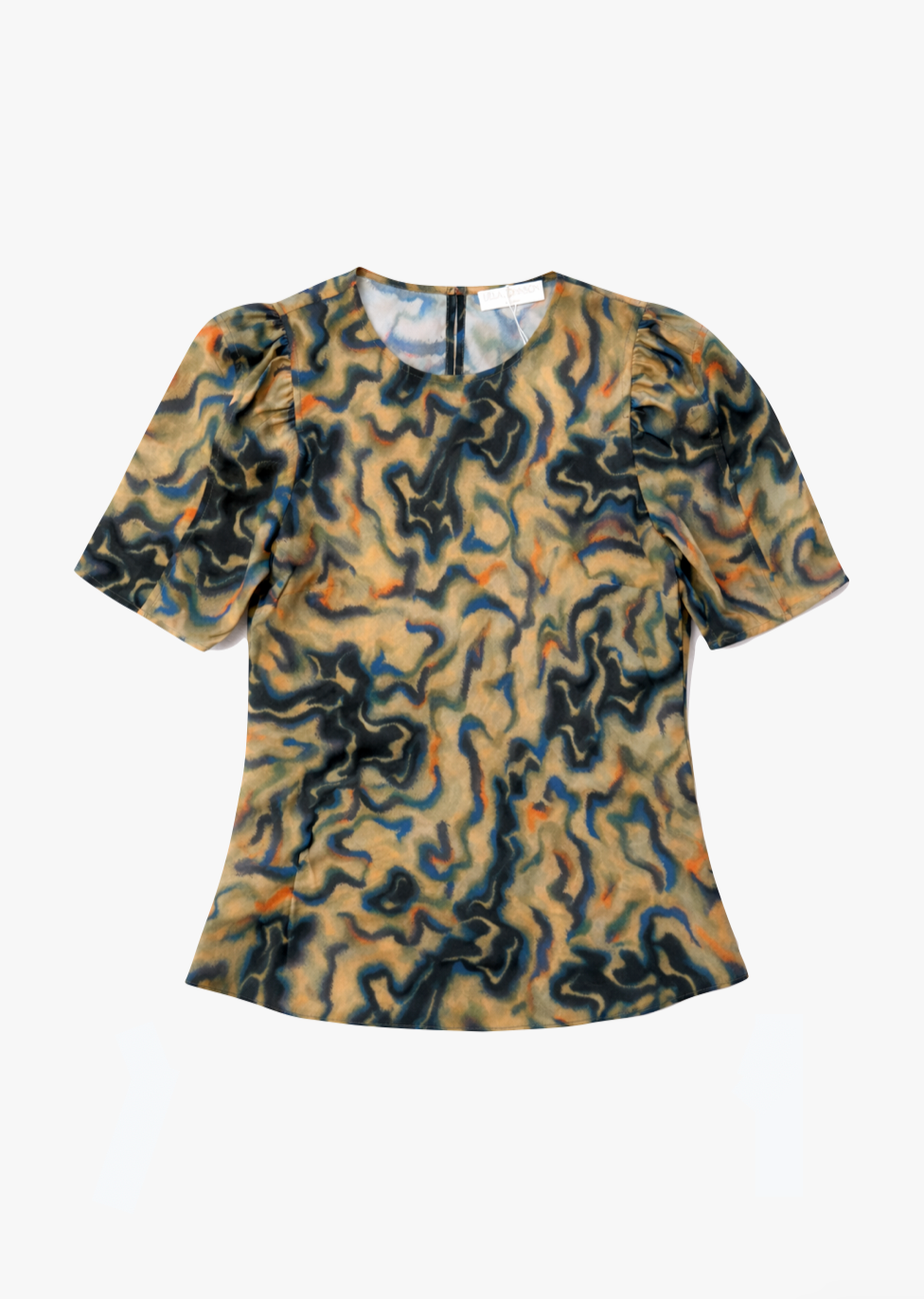 ulla johnson womens Corine short sleeve Silk Top in Geode