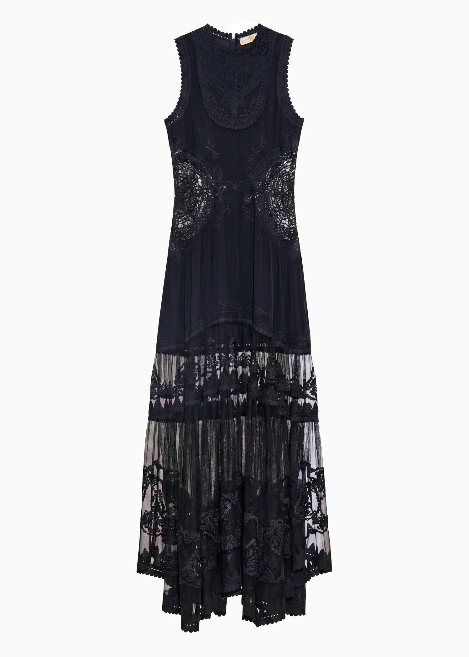 ulla johnson womens Florence Silk & Lace Maxi Dress noir black