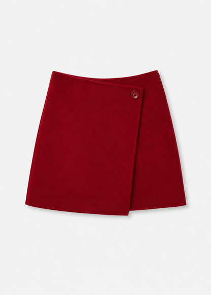 ulla johnson womens Leyla Wool Mini Skirt in Cerise cherry red