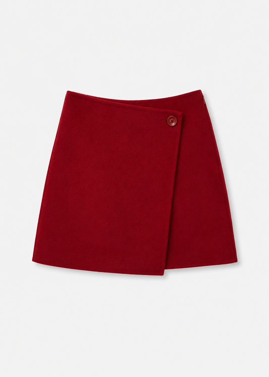 ulla johnson womens Leyla Wool Mini Skirt in Cerise cherry red