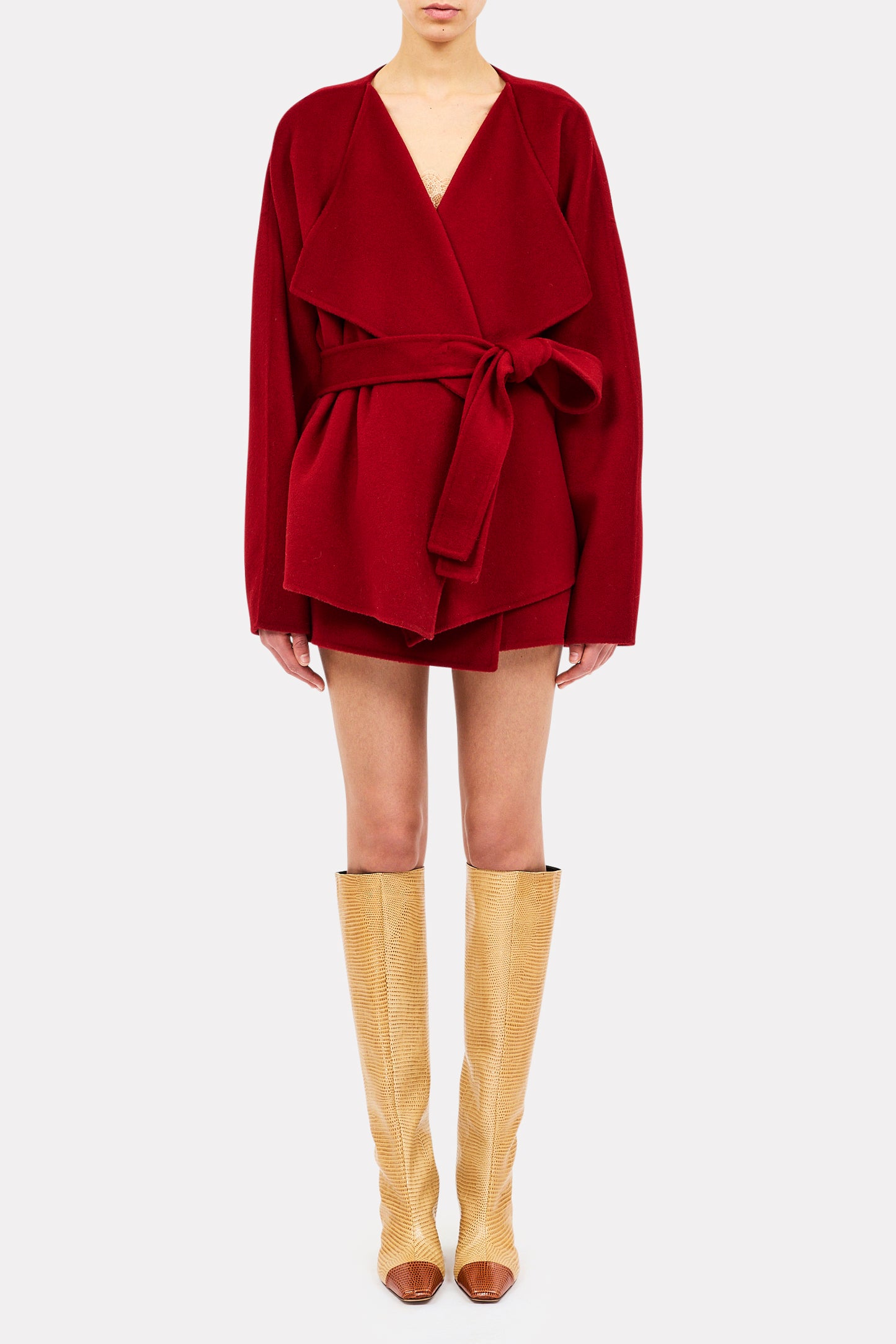 ulla johnson womens Leyla Wool Mini Skirt in Cerise cherry red