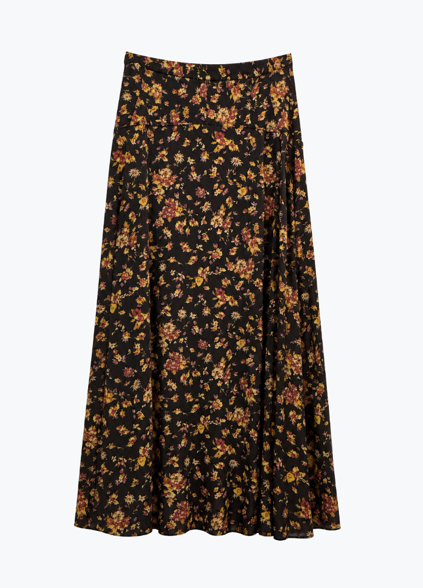 ulla johnson womens Paola Jersey Skirt in Noir Floral