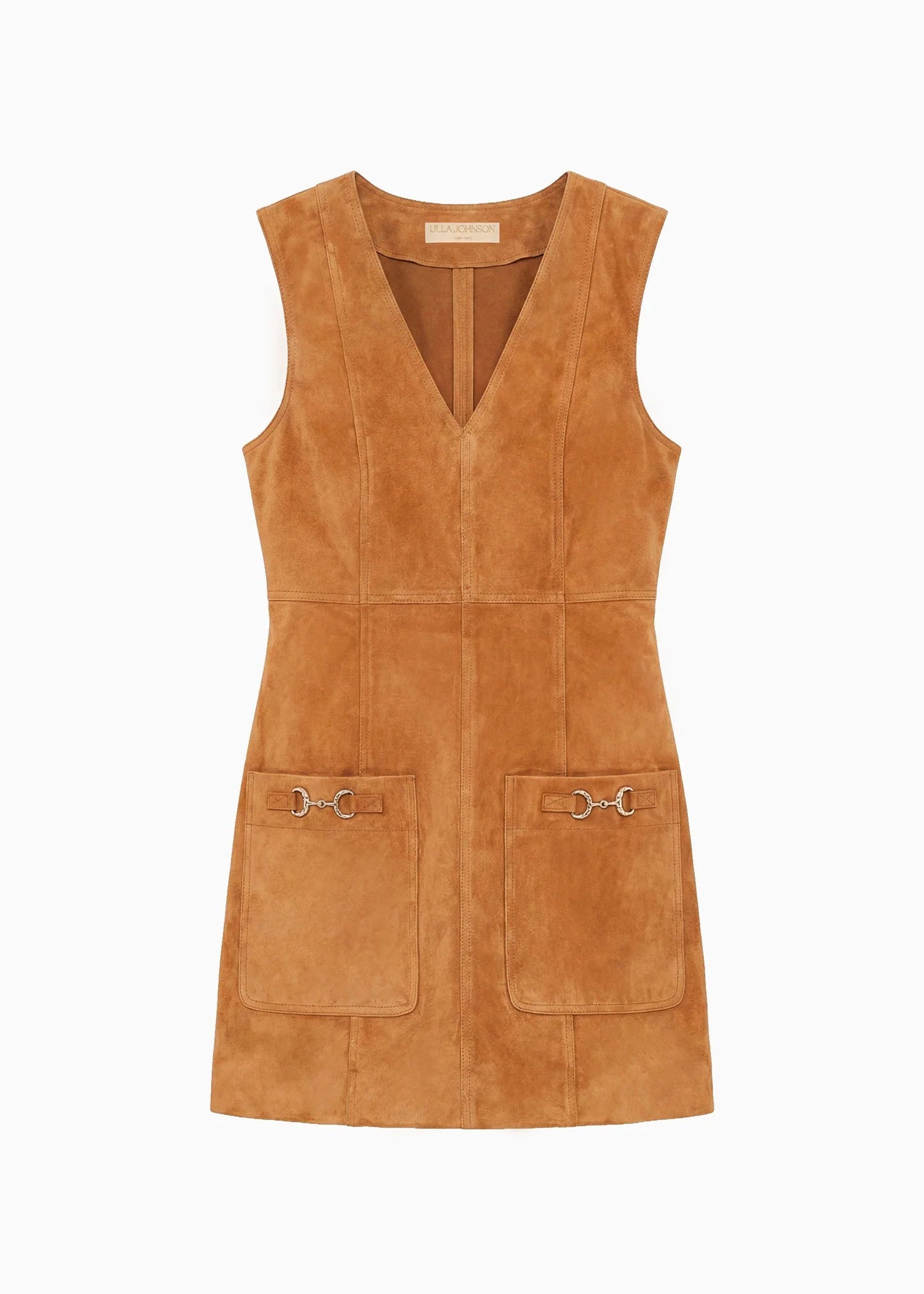 ulla johnson womens Sloane Cognac Suede Mini Dress