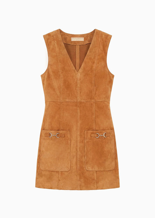 ulla johnson womens Sloane Cognac Suede Mini Dress