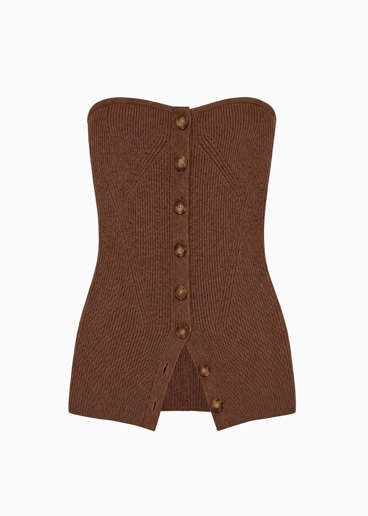 ulla johnson womens knit Yanni Strapless Knit Top in Clove Brown