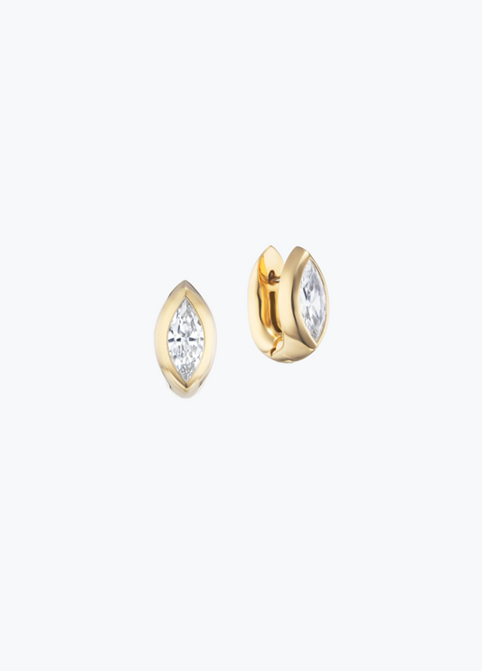 uniform object fine jewelry 18k yellow gold Marquise Diamond Stud Huggies