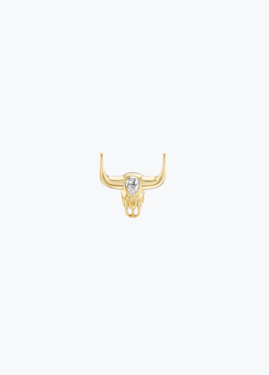 uniform object fine jewelry 18k yellow gold Mini Bull Pin with Diamond