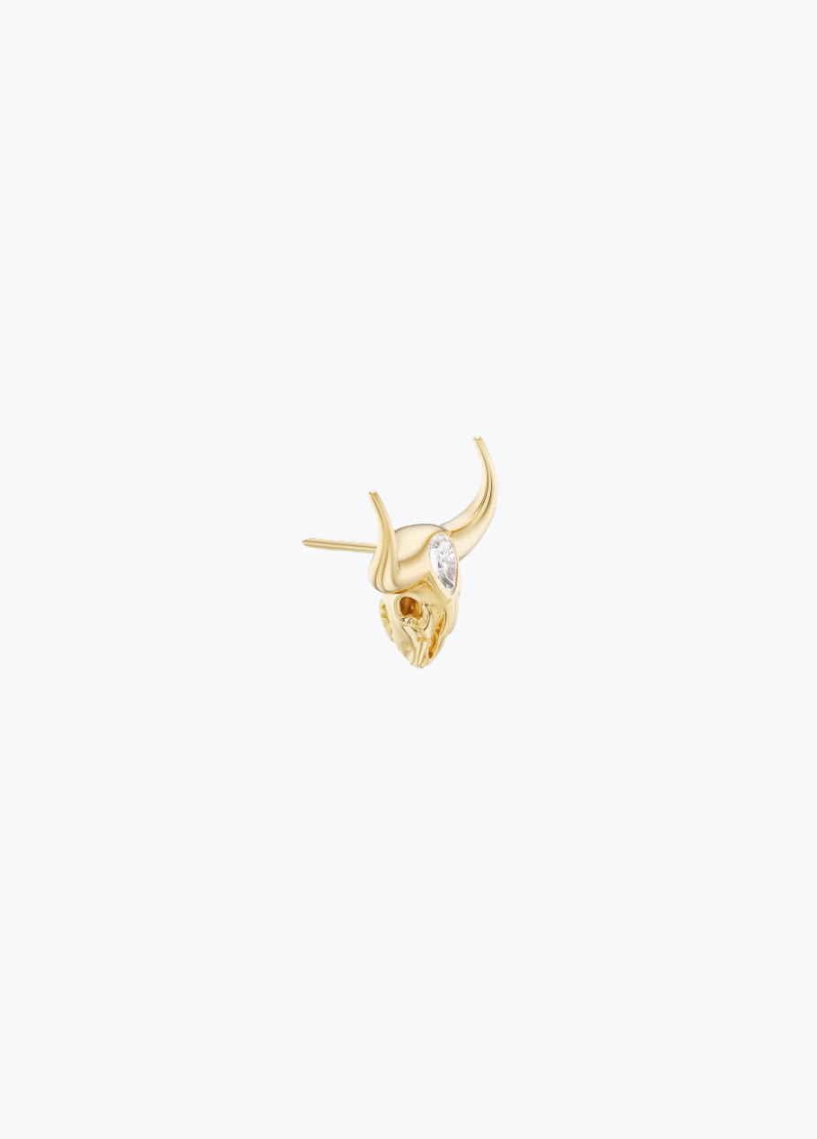 uniform object fine jewelry 18k yellow gold Mini Bull Pin with Diamond