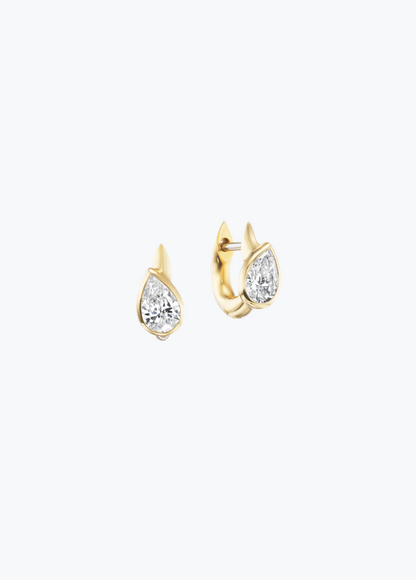 uniform object fine jewelry 18k yellow gold Pear Diamond Stem Huggies