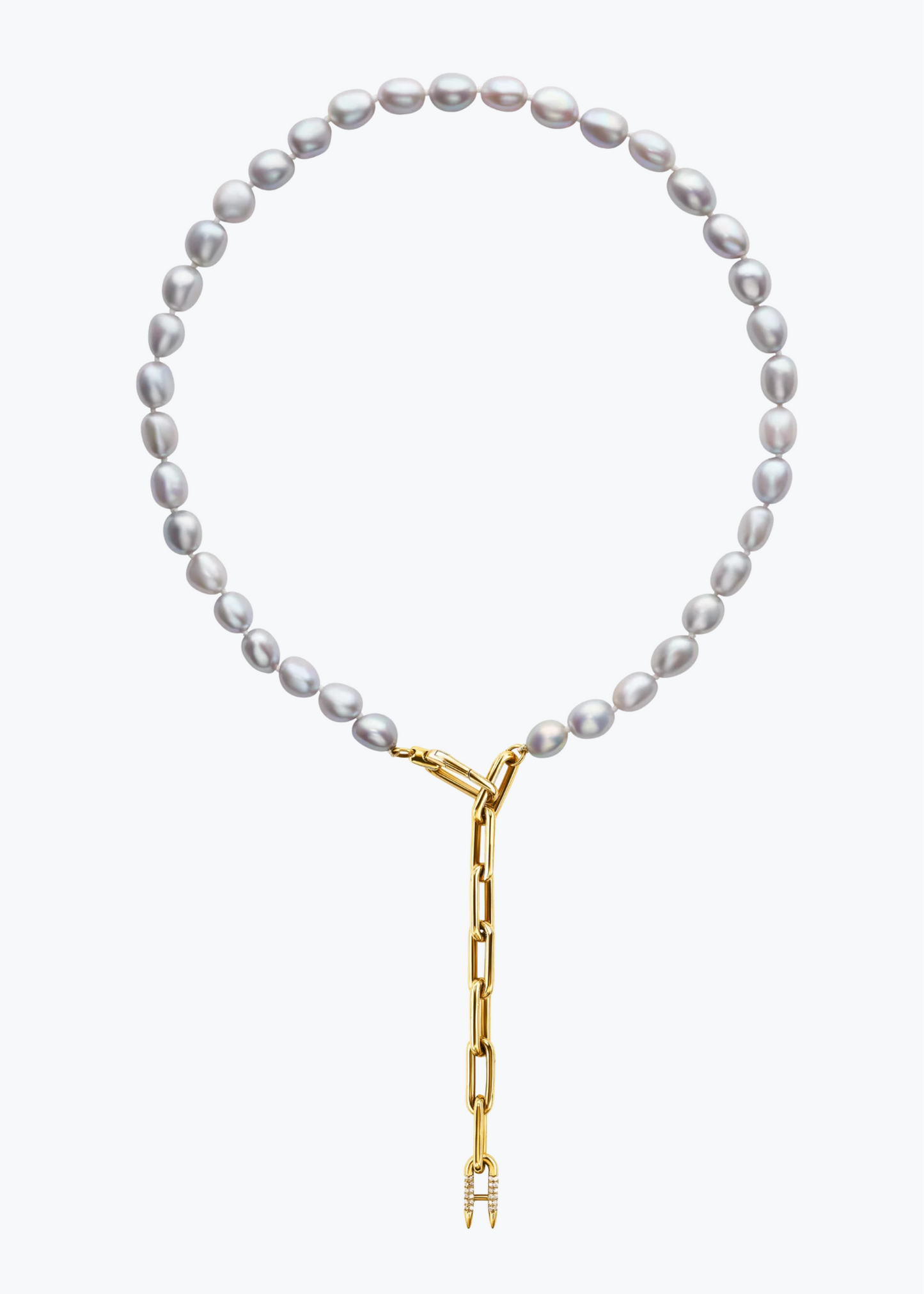 uniform object fine jewelry 18k yellow gold Pearl Heavy Metal Lariat necklace