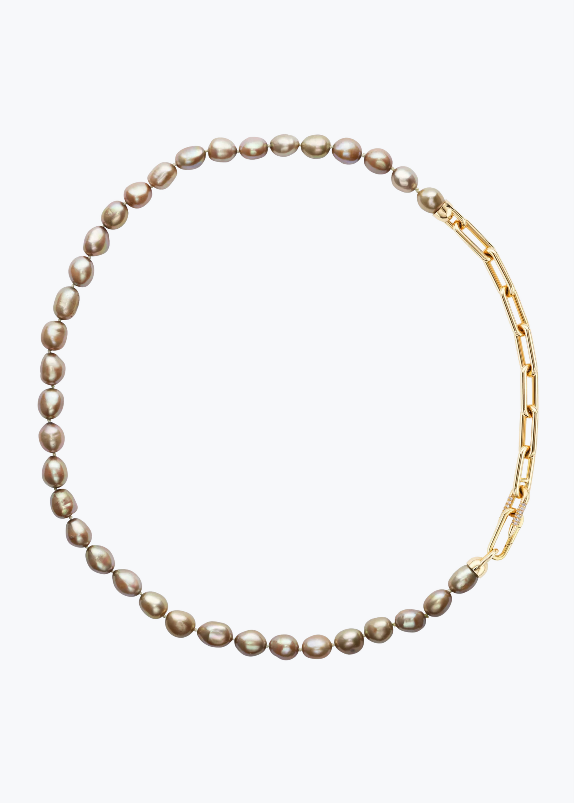 uniform object fine jewelry 18k yellow gold Pearl Heavy Metal Lariat necklace