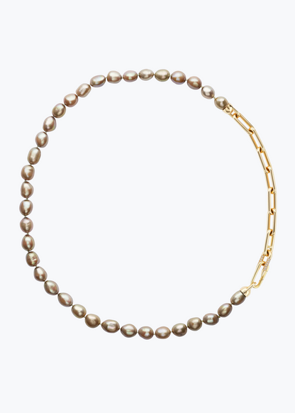 uniform object fine jewelry 18k yellow gold Pearl Heavy Metal Lariat necklace