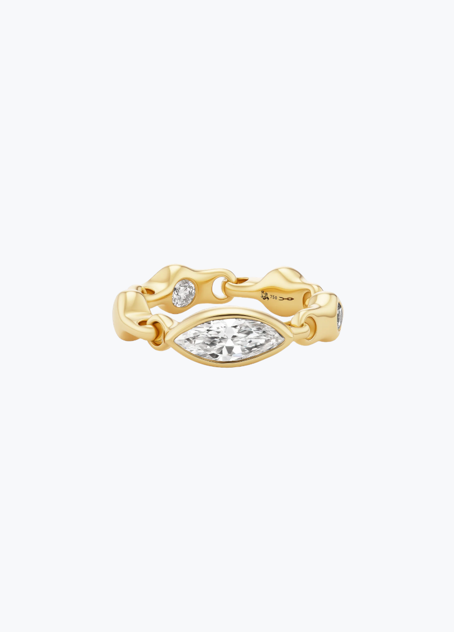 uniform object fine jewelry 18k yellow gold Supernova Marquise Diamond Stacking Ring