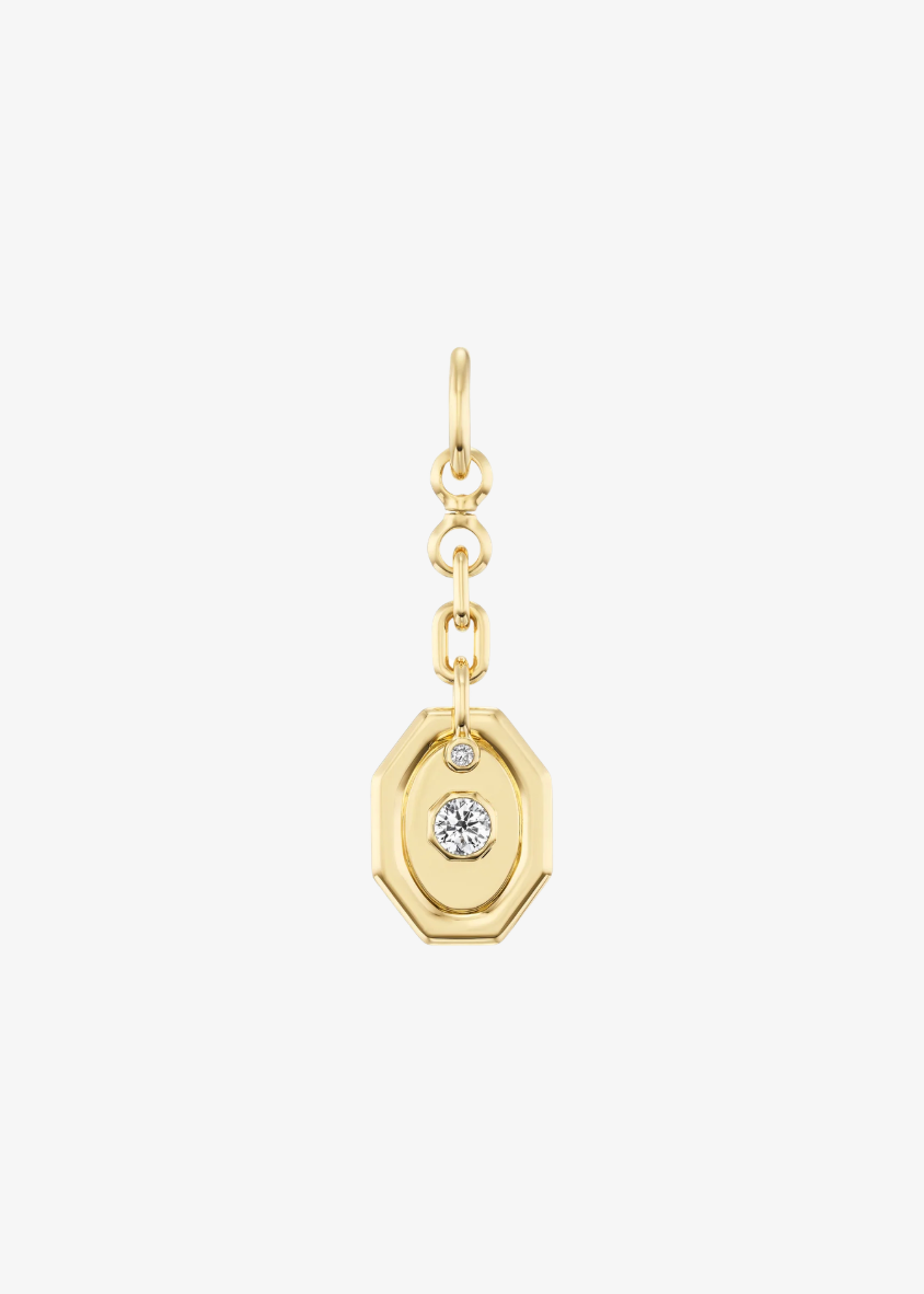 uniform object fine jewlery 18k yellow gold diamond Carriage Plate charm pendant