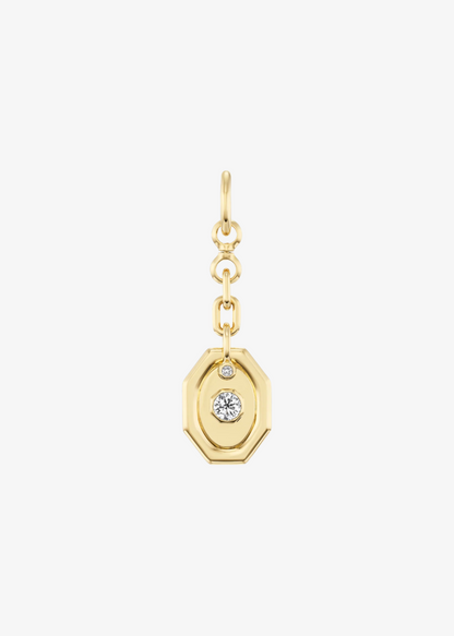 uniform object fine jewlery 18k yellow gold diamond Carriage Plate charm pendant