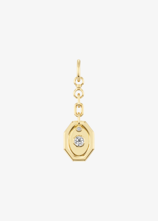 uniform object fine jewlery 18k yellow gold diamond Carriage Plate charm pendant