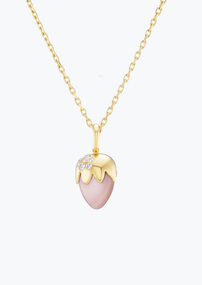 uniform object womens fine jewelry 18k yellow gold One-of-a-Kind Pink Opal diamonds Strawberry Necklace