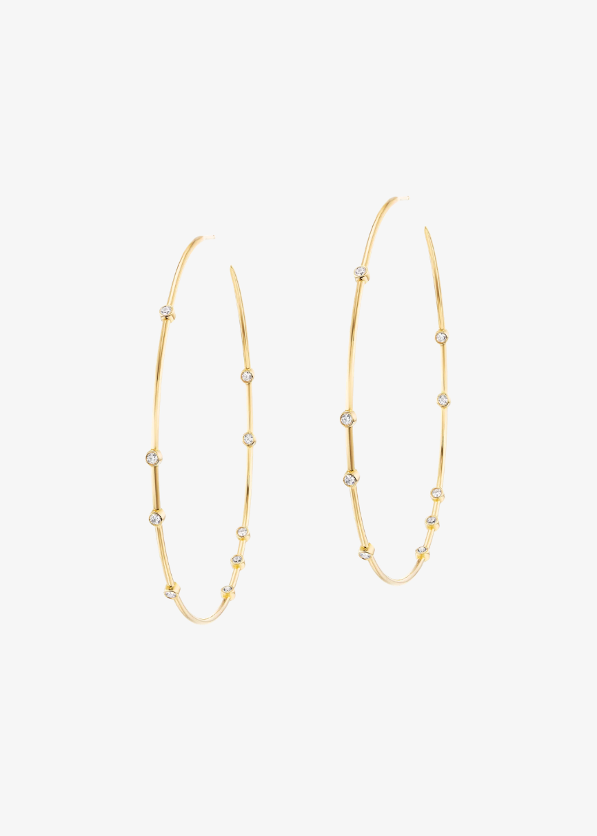 uniform object womens fine jewelry Diamond Float 3" Hoops
