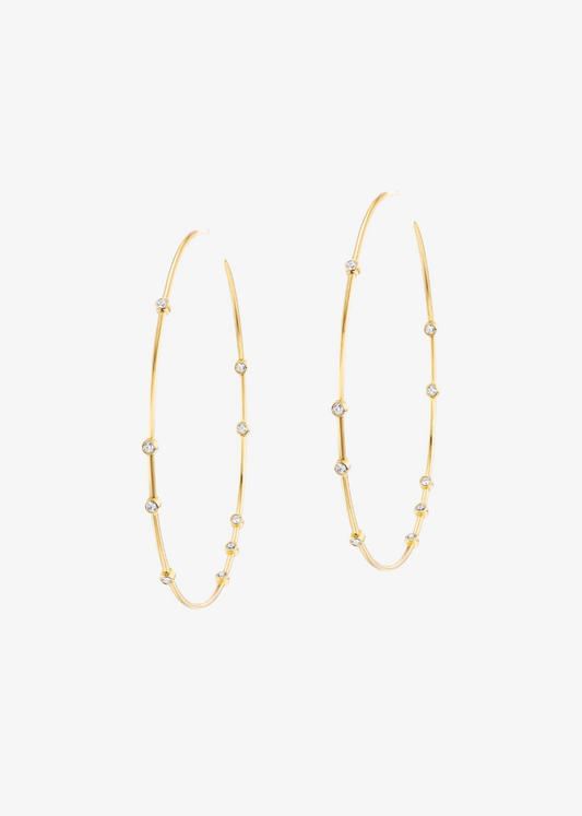 uniform object womens fine jewelry Diamond Float 3" Hoops
