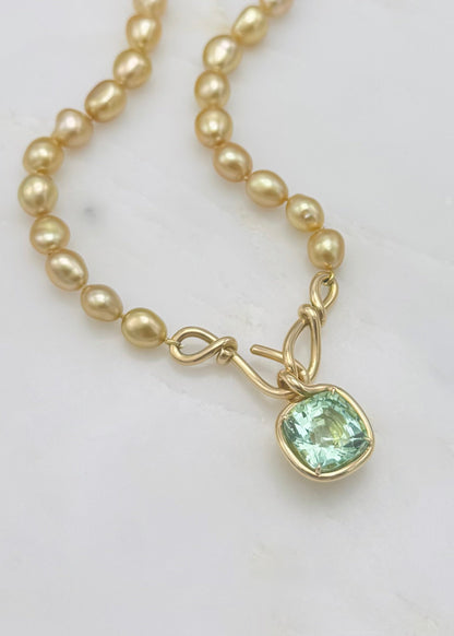 vanessa fernandez One-of-a-Kind Mint Tourmaline Pendant south sea golden keshi pearl necklace