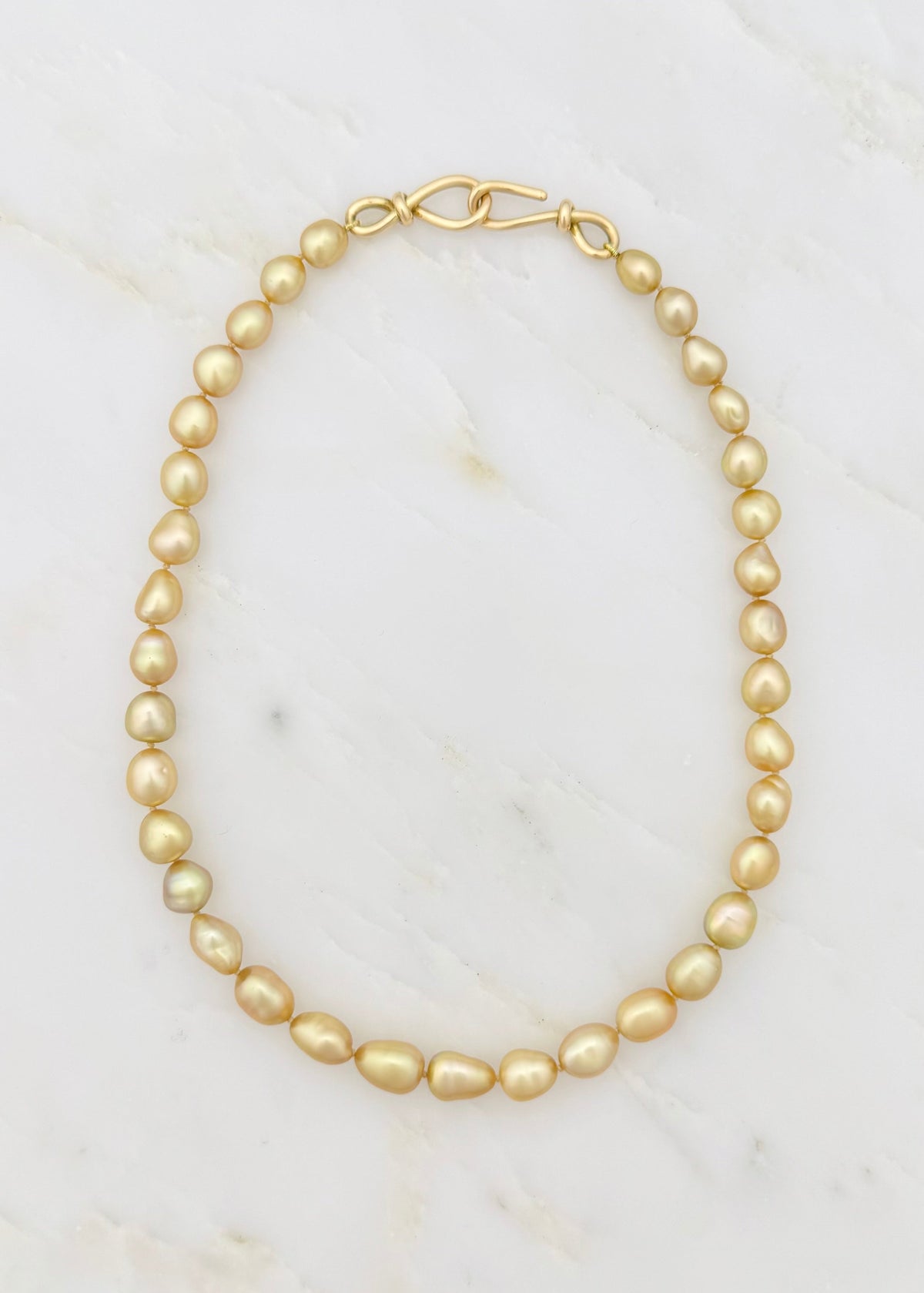 vanessa fernandez fine jewelry 18k yellow gold South Sea Golden Keshi Pearl Necklace