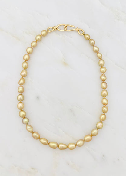 vanessa fernandez fine jewelry 18k yellow gold South Sea Golden Keshi Pearl Necklace