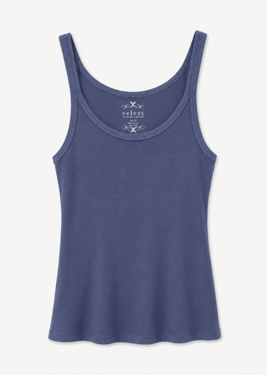 velvet womens Aliza Ribbed Cotton Tank in Meteor