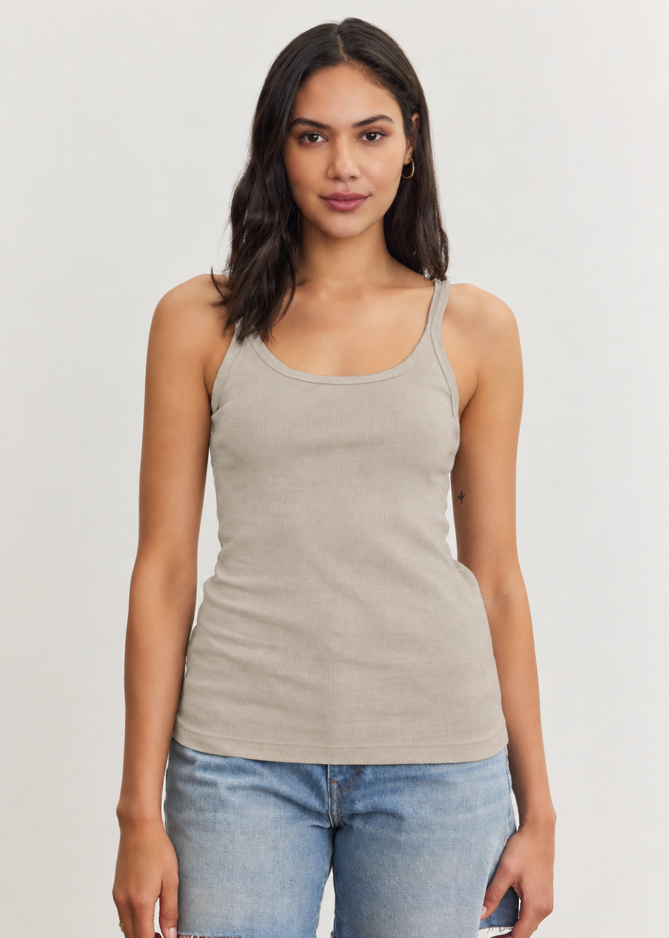 velvet womens Aliza Ribbed Cotton Tank in Sand