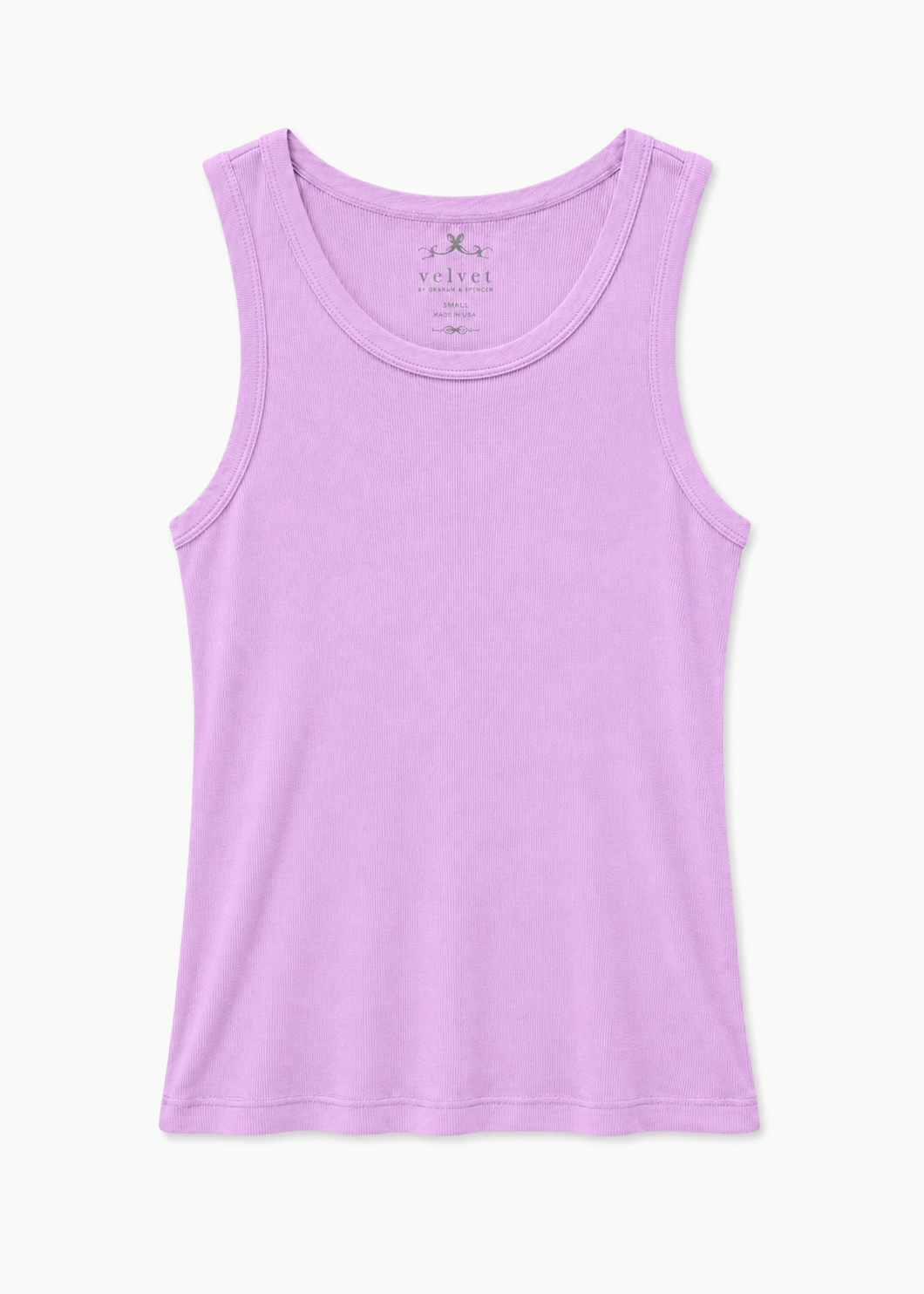 velvet womens Maxie Ribbed Tank Top in Dahlia pink purple