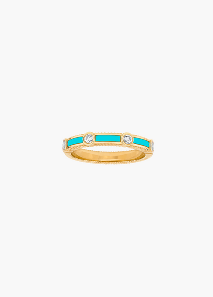 viltier fine jewelry 18k yellow gold Rayon Ring with Turquoise and Diamonds