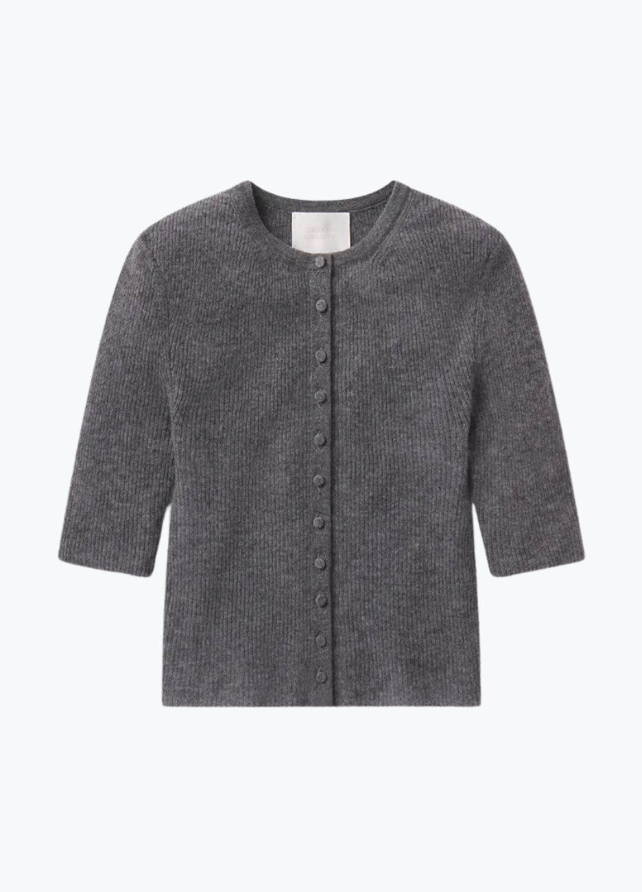 womens citizens of humanity Tabitha Long Sleeve Cardigan in Charcoal Heather cashmere