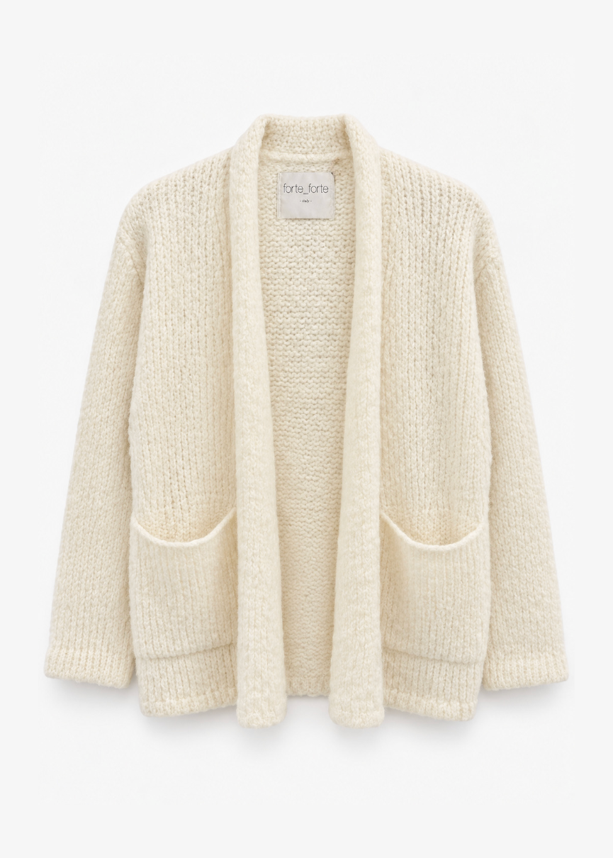 womens forte_forte Gauzed Wool Mohair Oversized Cardigan blanc ivory