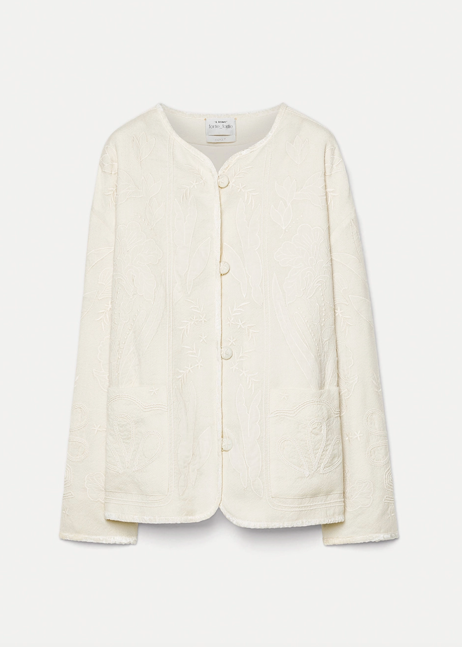 womens forte forte Iris Velvet Embroidered Blouson in avorio cream white