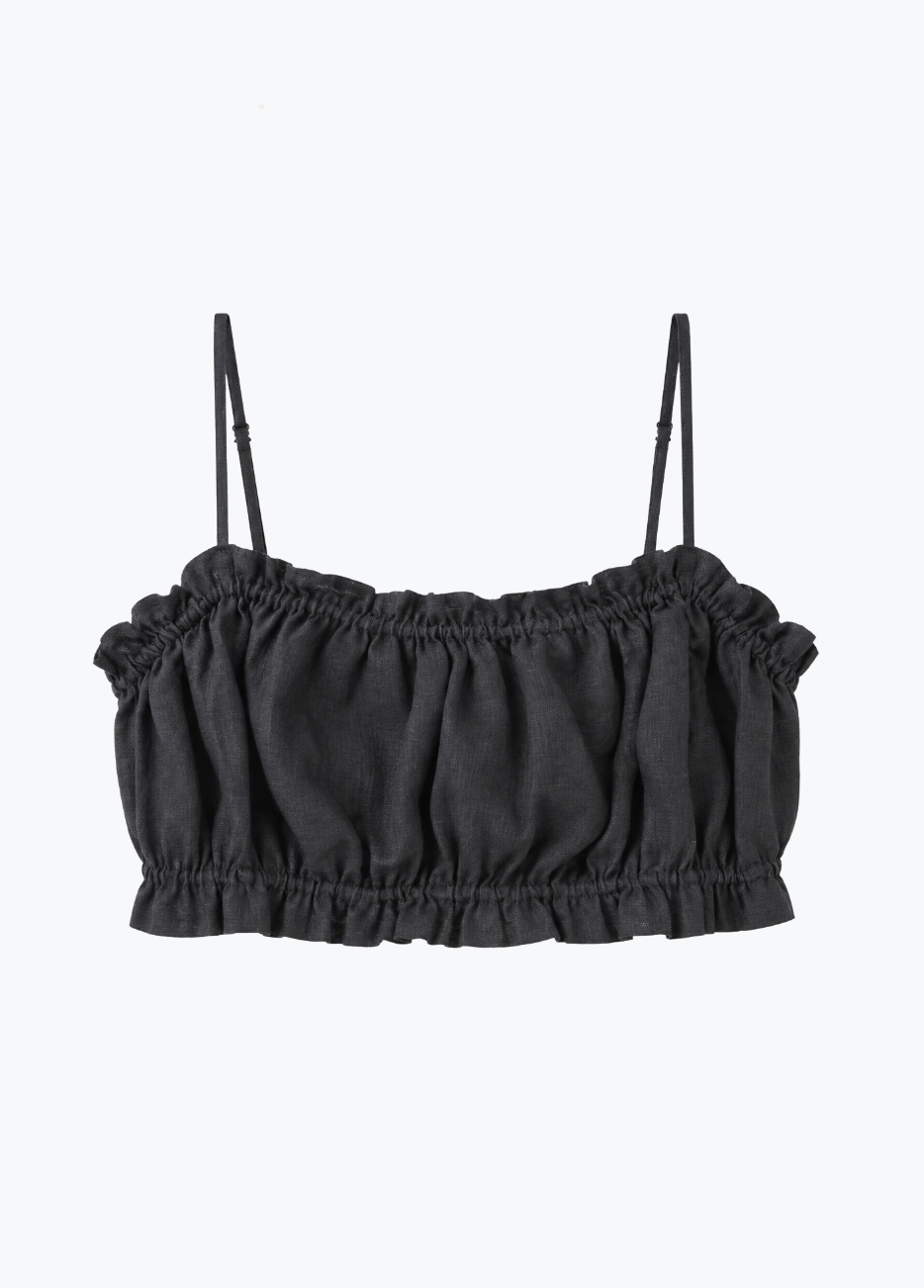 womens trovta Brigette Linen Bandeau Top black