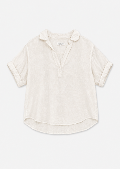 WOMENS VELVET GRAHAM SPENCER Elerie Linen Top in Chalk