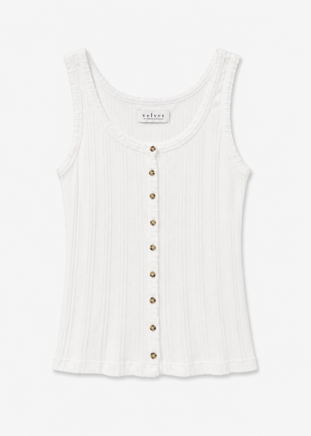 womens velvet graham spencer Adelle Button Up Tank in White