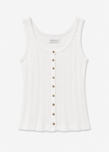 womens velvet graham spencer Adelle Button Up Tank in White