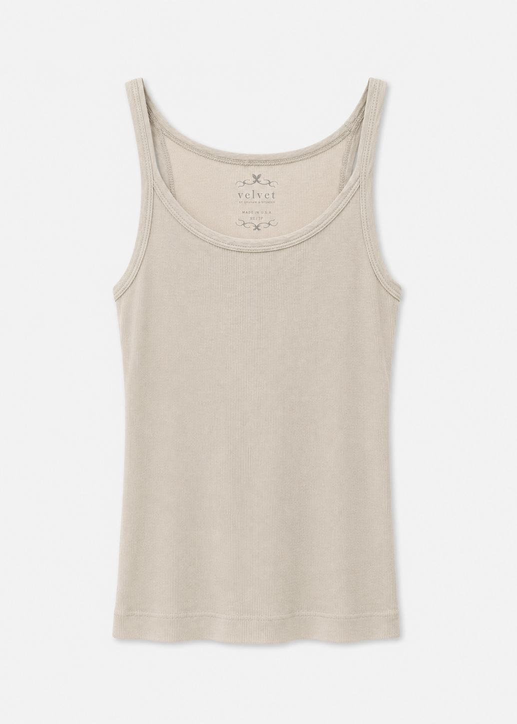 Aliza Ribbed Cotton Tank in Sand
